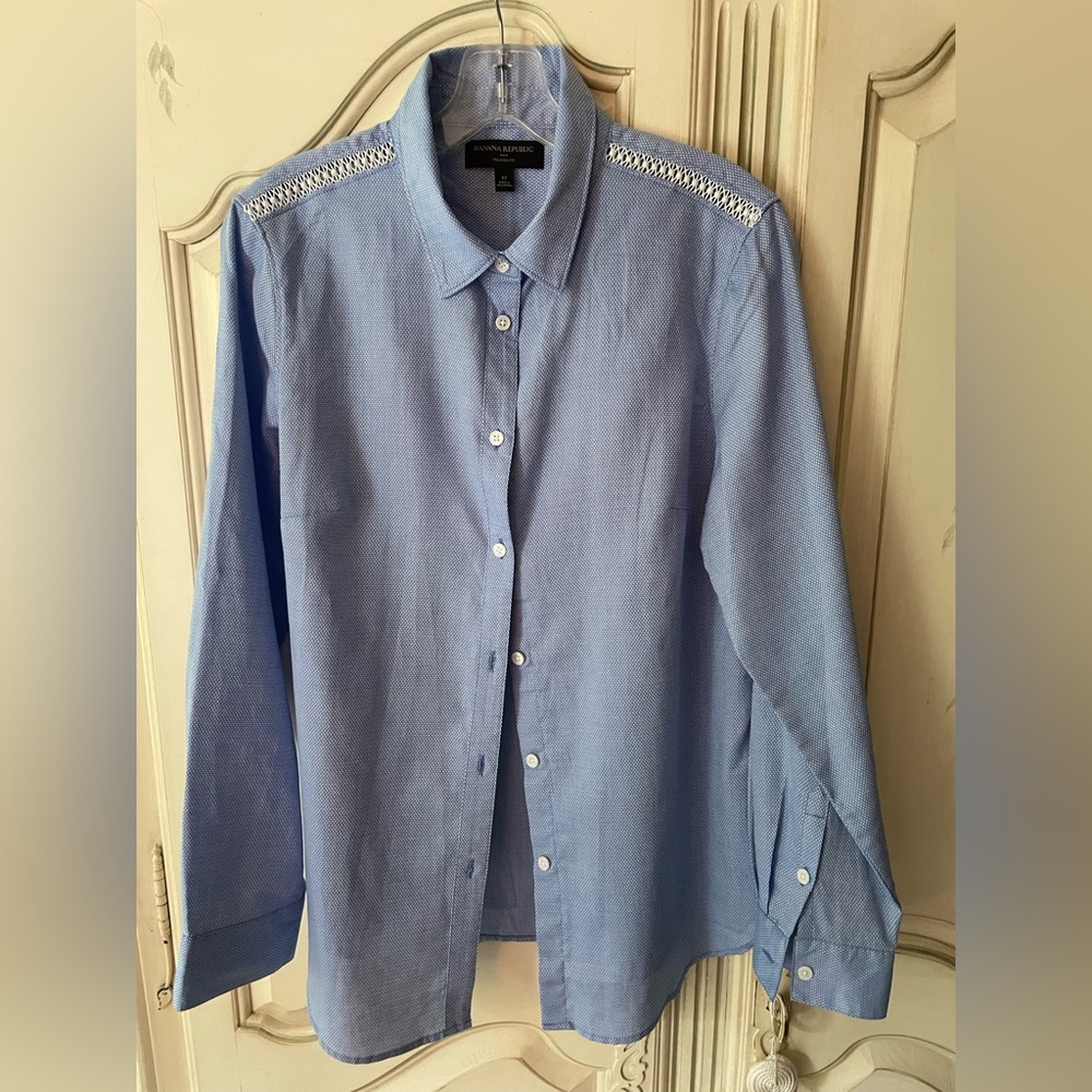 Banana Republic Patterned Light Blue Tailored Fit Shirt